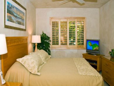 Guest bedroom with king bed & flat screen TV